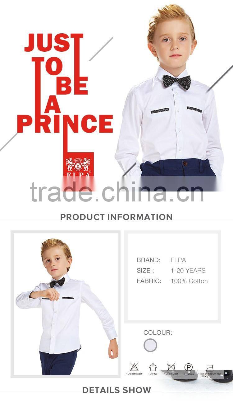 ELPA Latest design 100% cotton softtextile Kid's shirt long sleeve white boys' under suit shirt