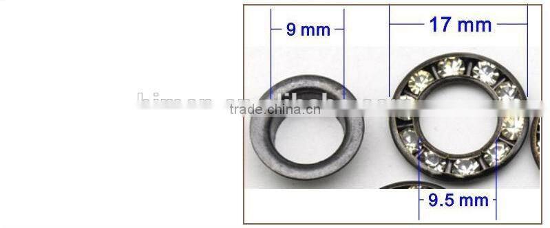 3 colors 17mm round metal brass rhinestone eyelets crystal diamond grommets glass eyelets RE-17mm-002