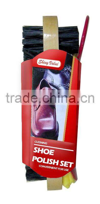 double usage shoe brush with a shoe horn