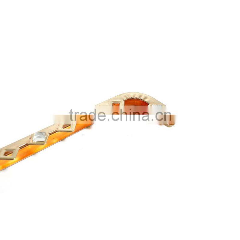 Iron Based Alloy Rhombus Clear Rhinestone Gold Plated Kiss Clasp Purse Frame