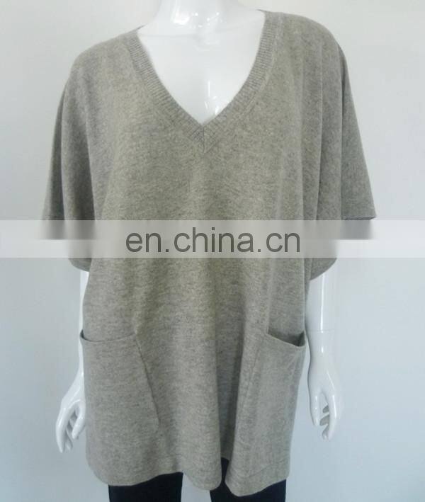 2015 hot fashion style 7gg ribbed knitted 100% pure cashmere cape