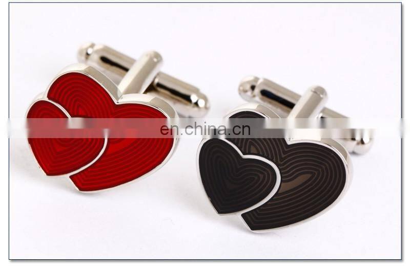 Double Red Heart Fingerprint Men Shirt Wedding Cufflinks