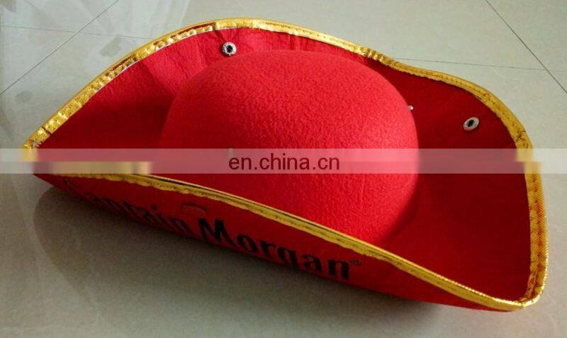 Tricorn Felt Red Novelty Navy Cavalier Captain Morgan Pirate Hats HPC-0254