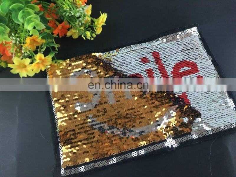 2017 custom double face sequin applique double side Patch