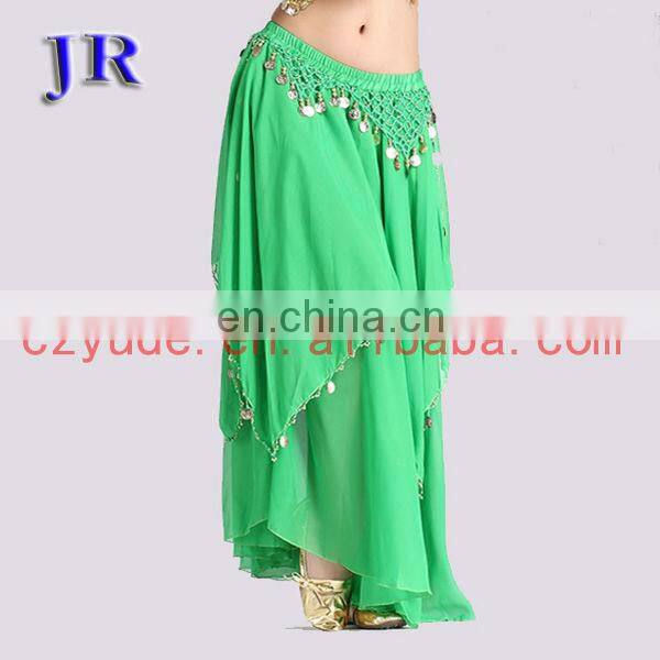 Arabic chiffon gold coins belly dance dancing skirt for women Q-6006#