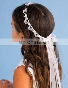 New 2014 High Quality Graceful Wedding /Bridal Veil For Flower Girl,Perfect White&Pink Head Wreath,Head Band,Communion Veil