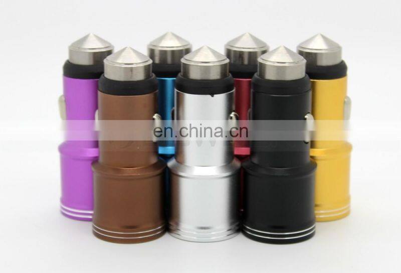 Dual USB Port Alloy Skin 5V 3A Auto Lighter Power Source Mobile Travel Charger