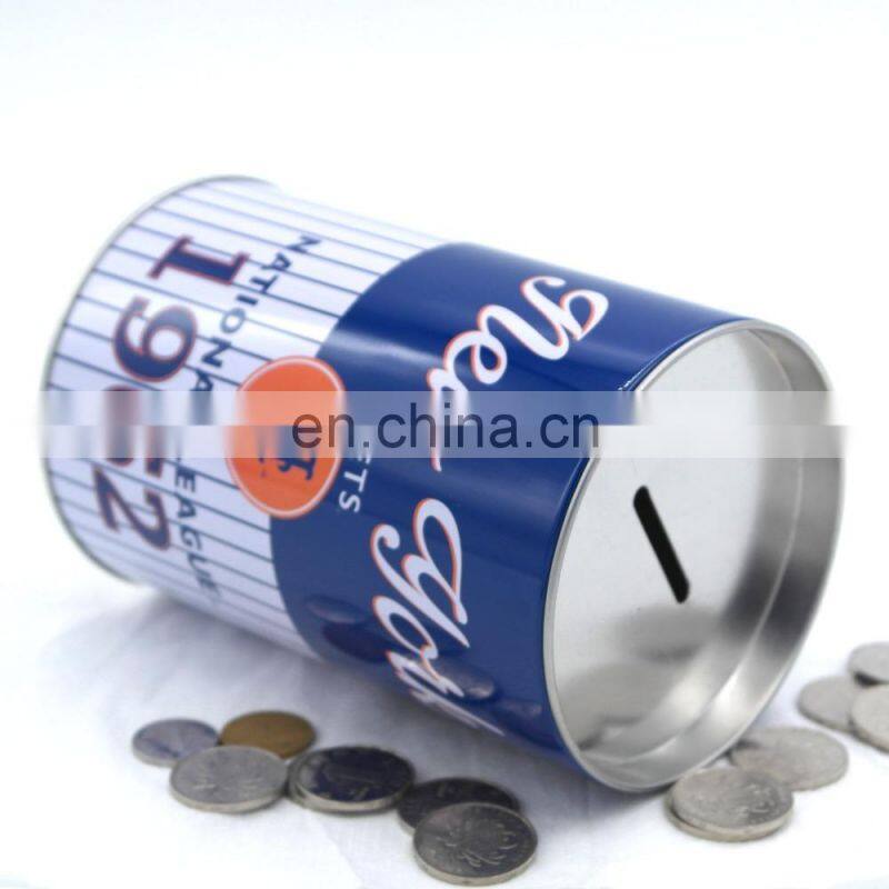 Custom recycled round metal tin box container for money wholesale