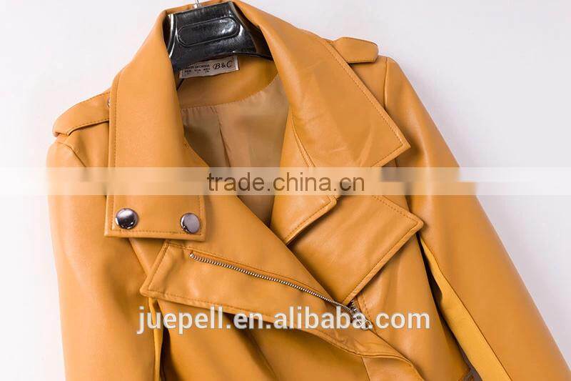 Zippered Faux Leather Moto jacket/ fashion women 's PU leather jacket