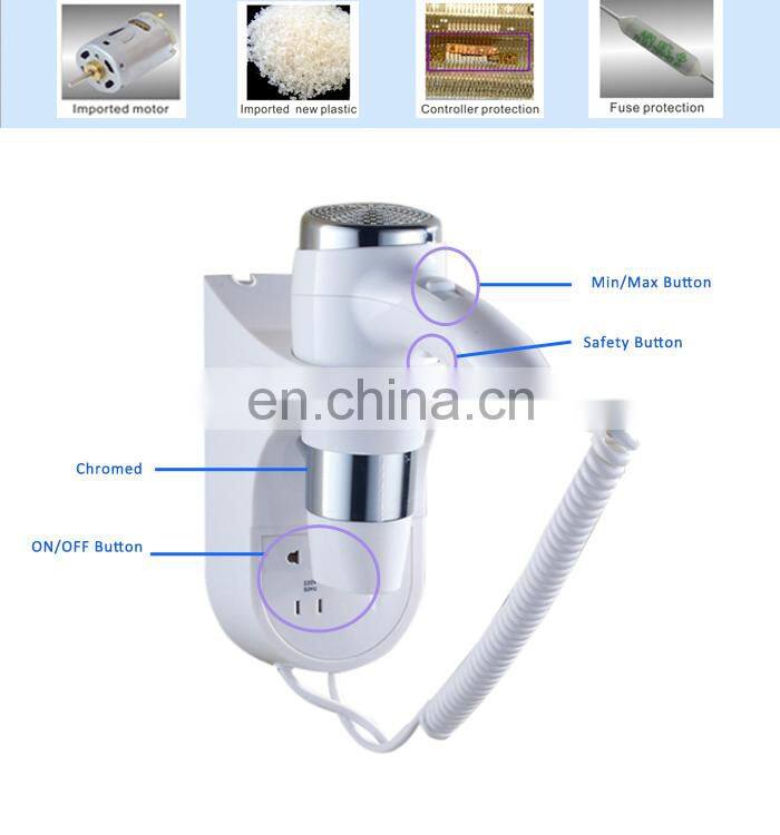 Honeyson Wall Mounting 1600W Hair Blower Dryer Professional for Hotels