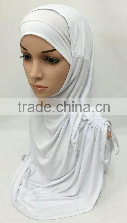 SOLID COLOR TWO PIECES modal COTTON HIJAB elastic long hejab
