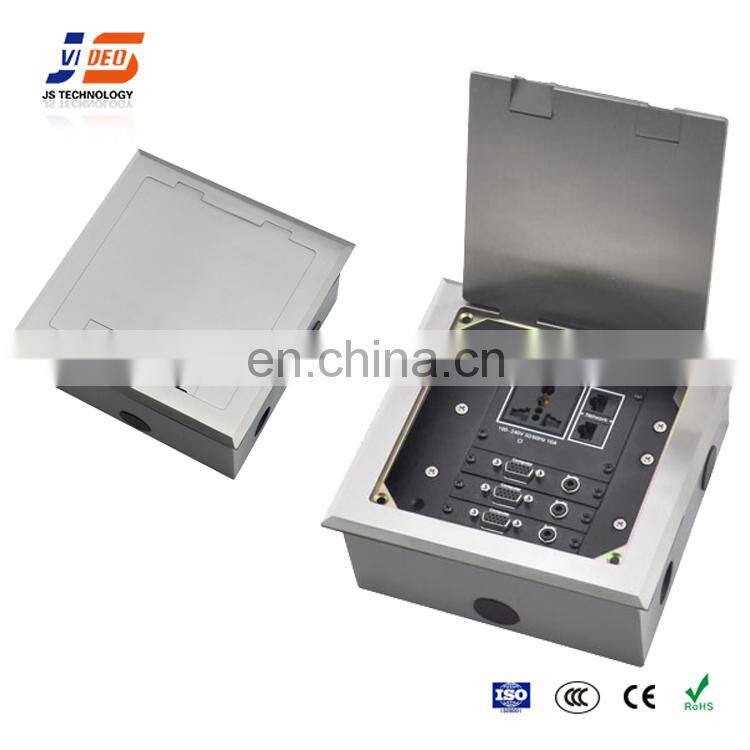 Golden brushed Stainless Steel Electrical Floor Power Data Mounted Outlet socket box