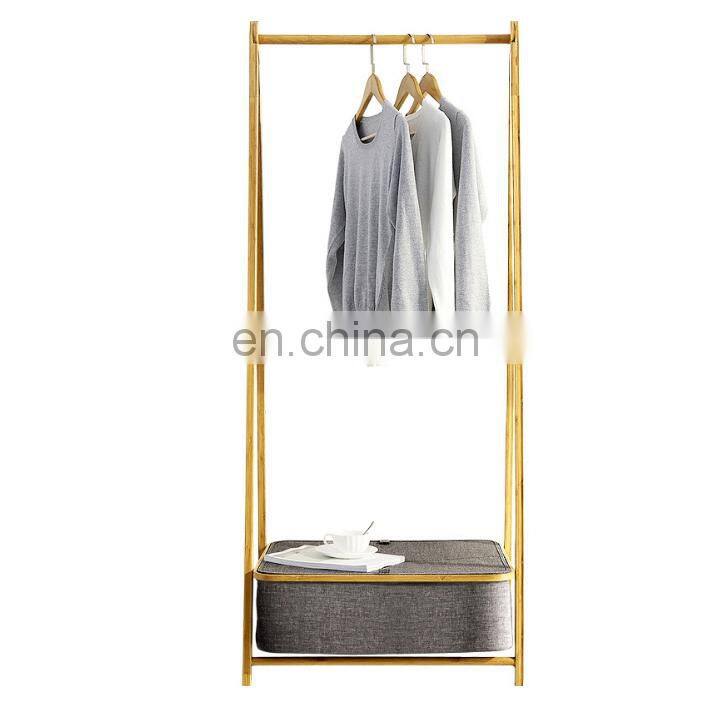 Eco-friendly Bamboo storage stand rack Hat Coat Hanger Rack with cloth Storage box