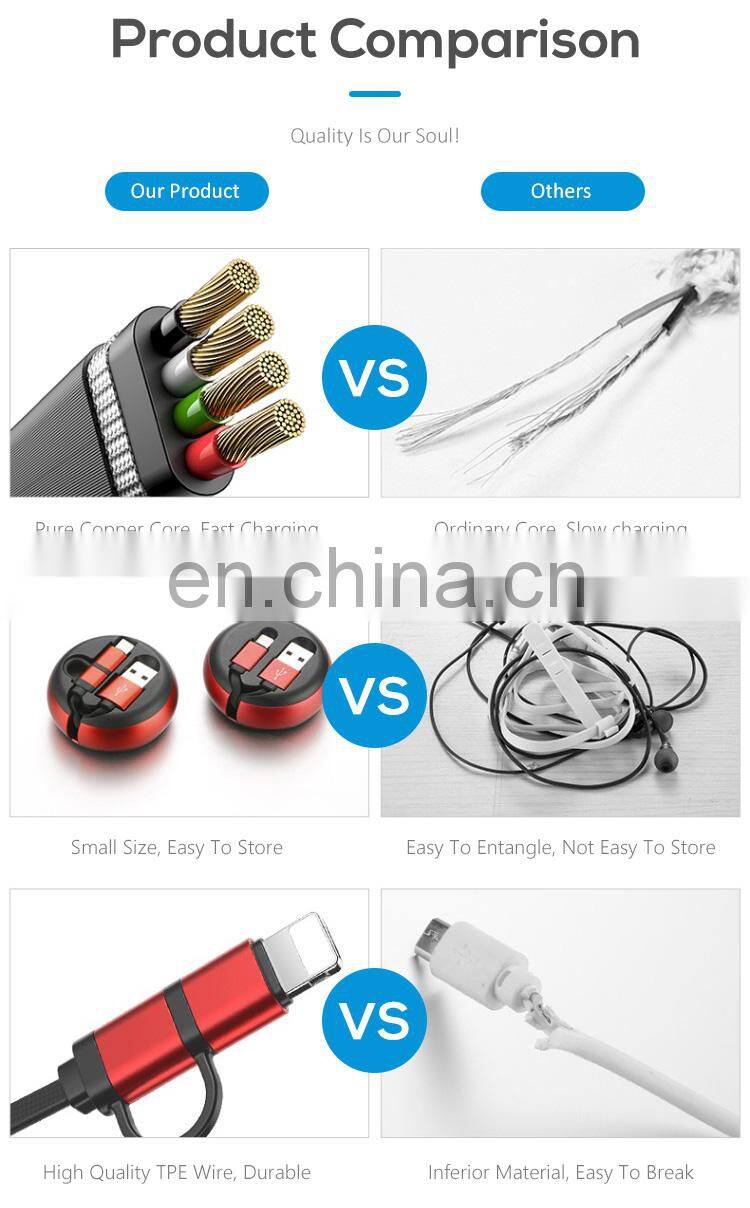 New 2 In 1 Retractable Mobile Phone Data Multi USB Cable