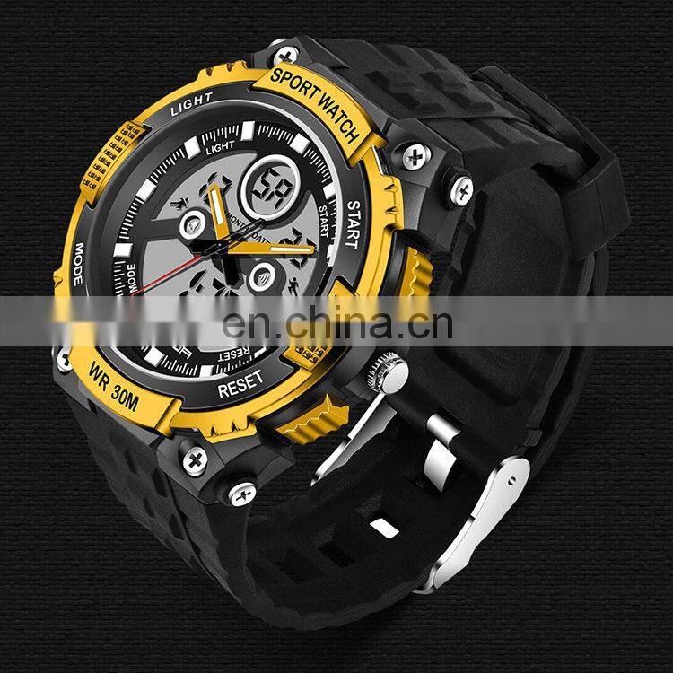 SANDA 709 Digital And Analogue Watch For Man Silicone Strap Stopwatch Luminous Men Sport Watches Original