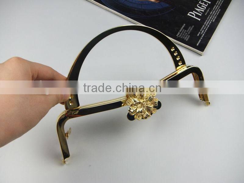 NEW!Top quality high-grade gold metal bag frame for handbag with flower pattern clasp and handle