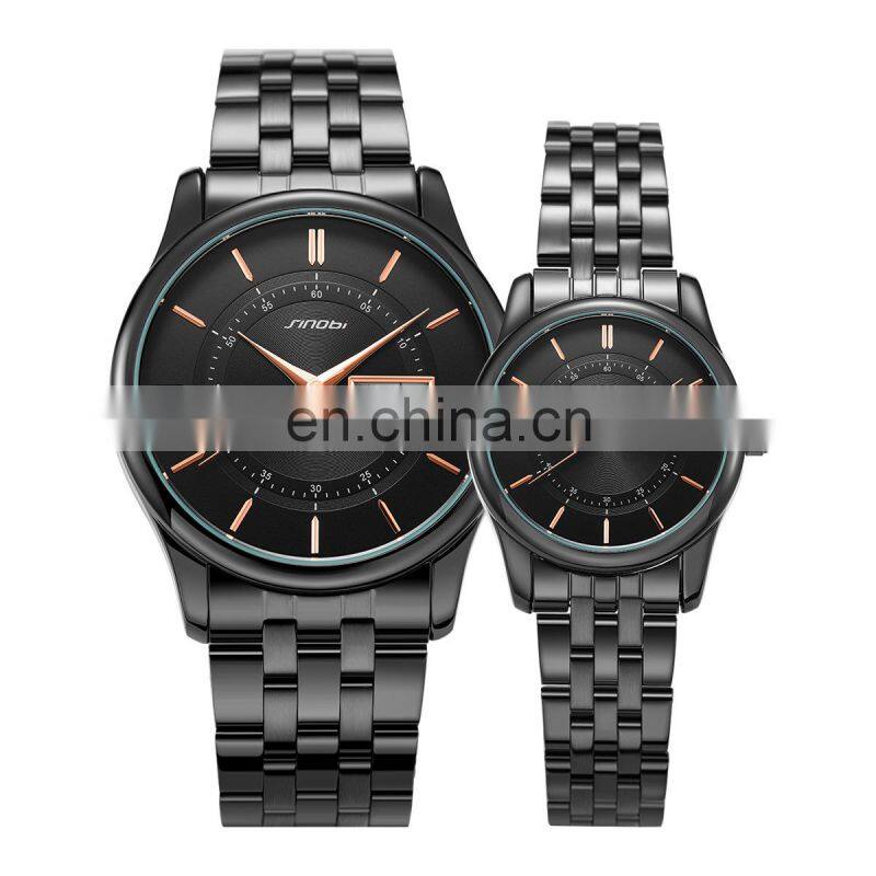 Sinobi Charming S9832G/L Trendy Unique With Full Stainless Steel Band Couple Watch Quartz Waterproof Watches