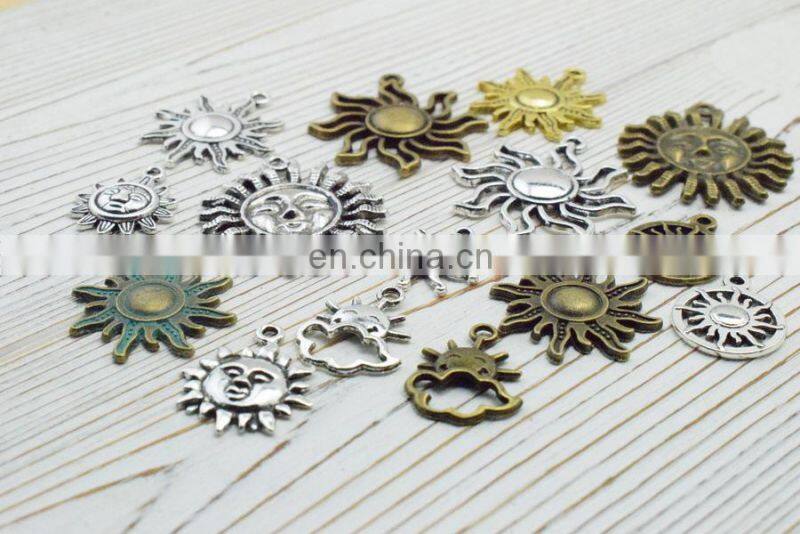 42pcs Charms Sun Cloud Antique Silver Color Mixed Pendants DIY Making Findings Tibetan Handmade Jewelry Findings
