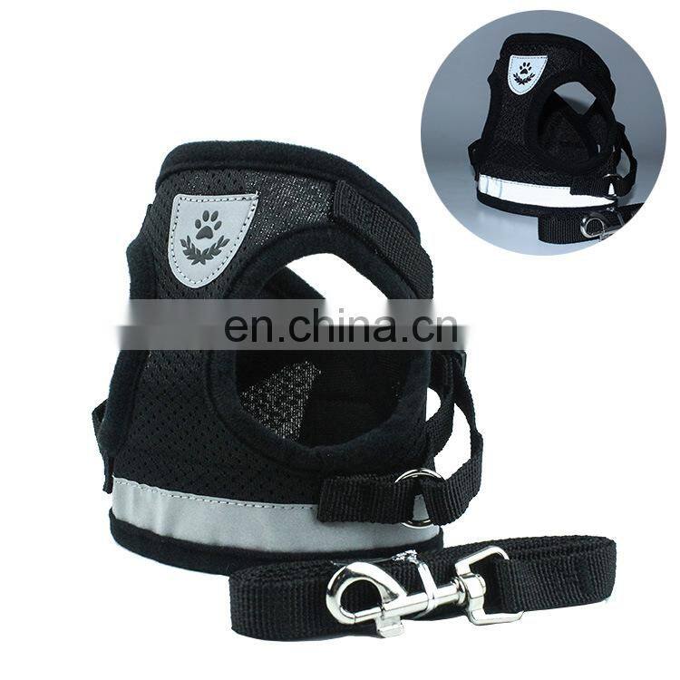 Dog Harness with Leash Summer Pet Adjustable Reflective Vest Walking Lead for Puppy Polyester Mesh Harness