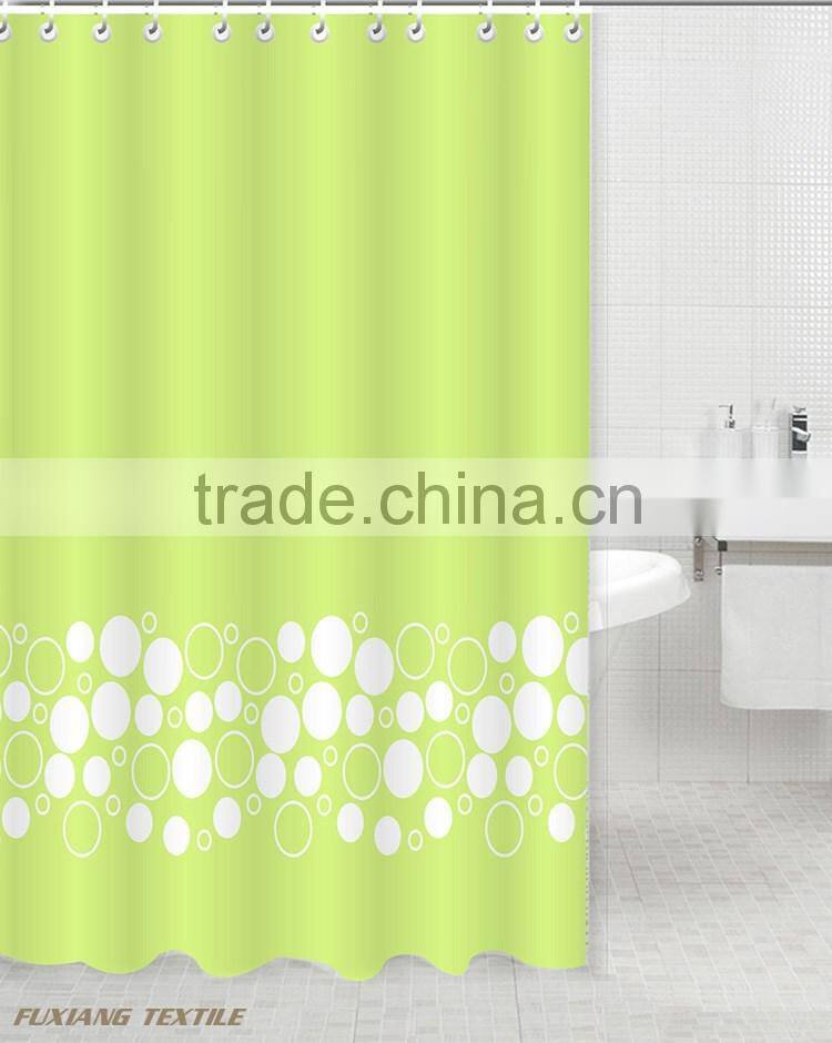 100% Polyester Cyan Color Printed Shower Curtain