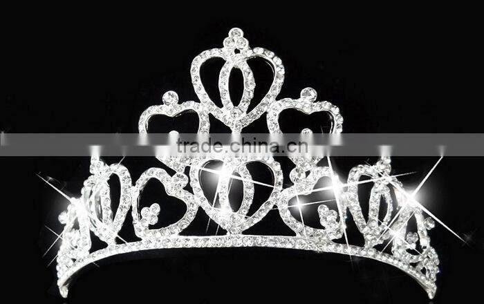 Large Rhinestone Shape Crystal Heart Pageant Crown Beautiful Bridal Crown Tiaras