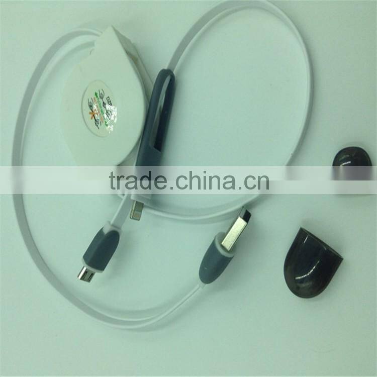 2016 new hot sale cheap flexible wholesale usb cable retracble noodles 2 in 1 charger usb cable