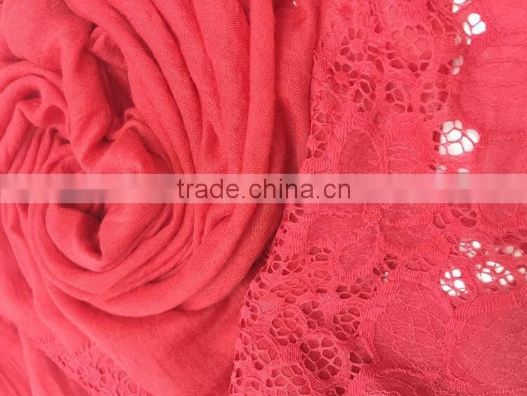 New Arrival Beautiful Lace Joint Large Long Cotton Lace Scarf Women