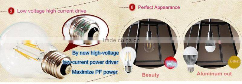 8W E27 LED Filament Bulb AC 220V Warm White LED Glass Bulb 800lm Filament LED Lamp Replace Incandescent Lamp 10pcs/lot