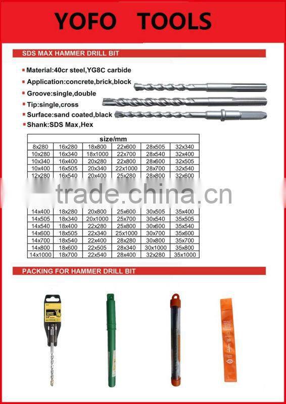 Drilling bit YF SDS MAX drill bit for concrete and stone Drill Bits