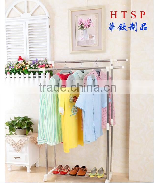 Metal shelf Double-pole clothes racks HT-8202