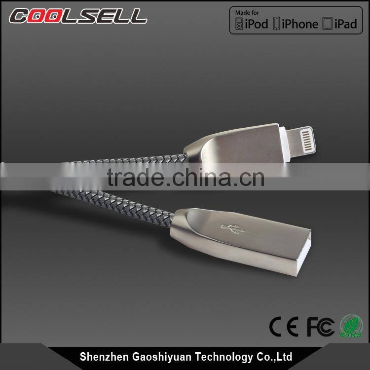 MFi certified cable nylon complex braided zinc alloy 8pin USB cable for Apple with MFi approval for iPhone7/7plus