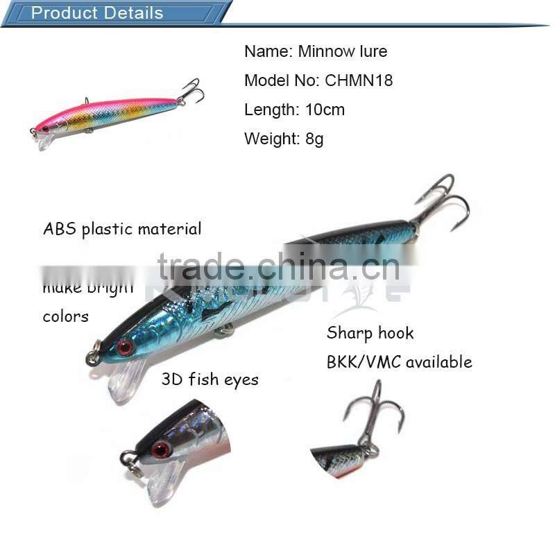 CHMN18 hard minnow fishing lure stell ball inside body to keep balance