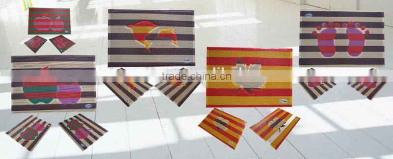 red yellow color strip rainbow hollow pvc bathtub mat outdoor