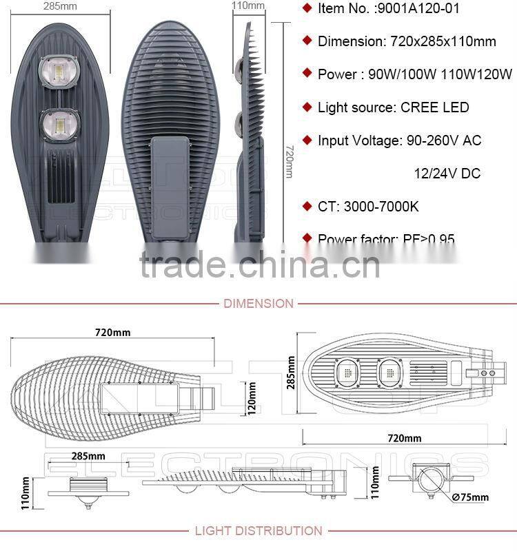 Outdoor IP67 waterproof bridgelux cob led street light 120watt