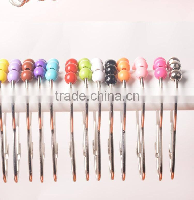 Plastic beads bathroom shower curtain hooks, footprints shaped Roller Shower Curtain roller Rings/curtain hooks with 5 acryl bal