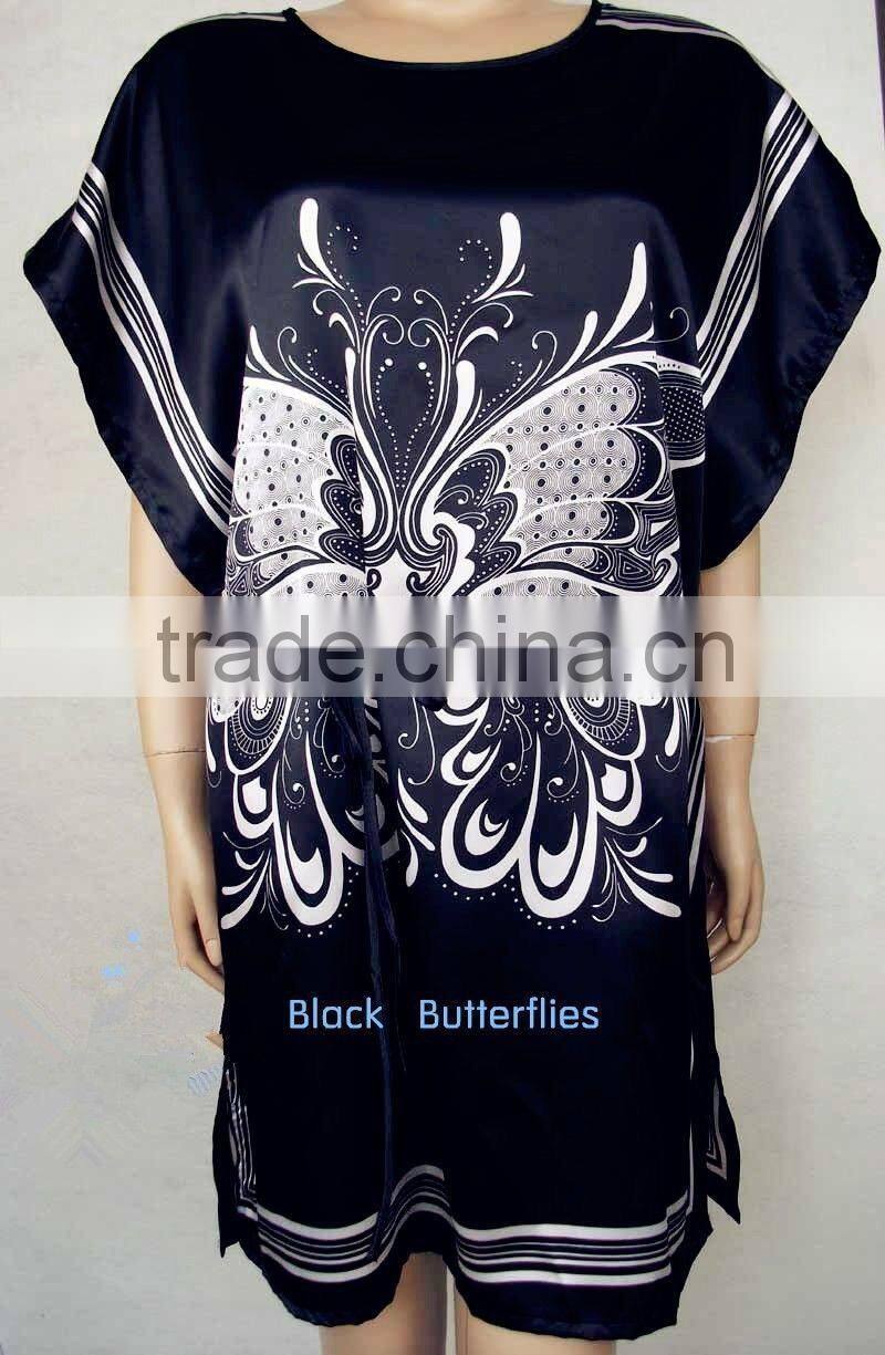 Comfortable And High Quality Satin Sleepwear Nightgown Night dress Robes Chinese painting style