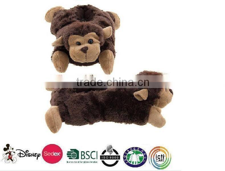 adult plush indoor slipper/woman slipper/adult plush indoor monkey slipper