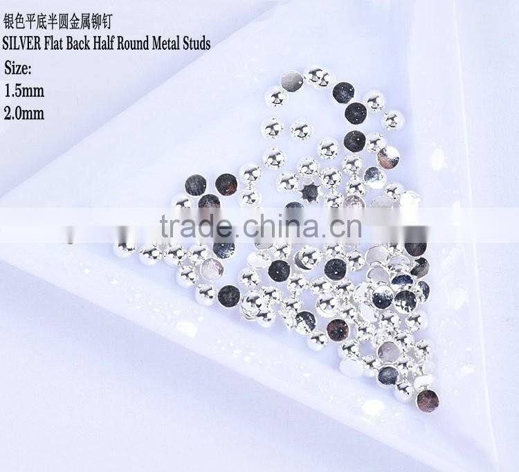 Gold & Silver Flact Back Half Round Metal Nail Art Studs Nail Decoration Rivet