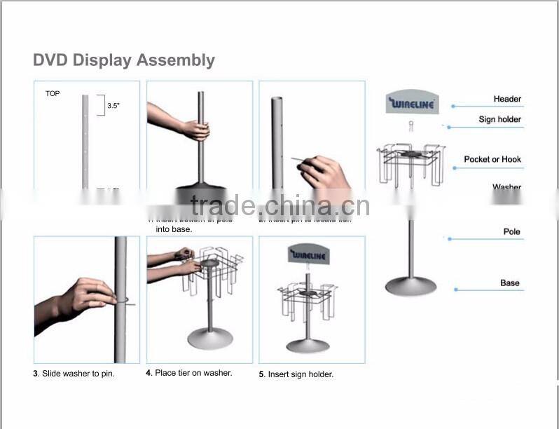 2-Tier Countertop DVD Display Up to 40 DVDs In Attractive Wire Pockets