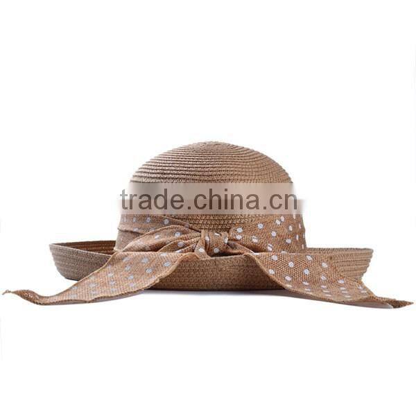 Sun protection straw hats cute bowknot ribbon formal bowler hat