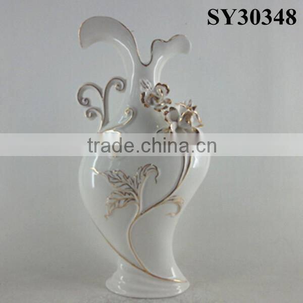 With liquid gold flower design ceramic vase decoration
