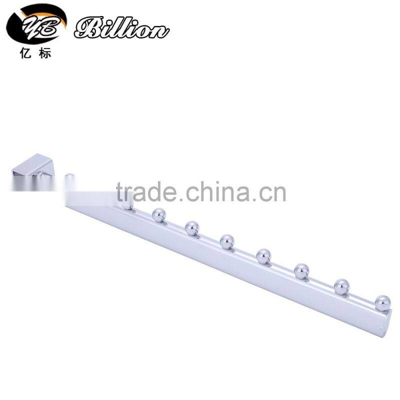 Metal Chrome Crossbar Fix Display Hook 15*30 Square Tube Straight Arm Display Hook with 9 Balls