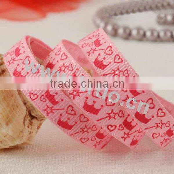 Single face floral print grosgrain ribbon