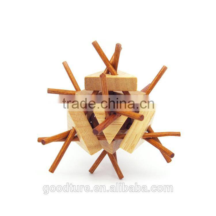 2015 Hot Sale Wooden IQ Intelligent Puzzle Magic Puzzle Kongming Lock Brain Teaser Model Number GAD1088