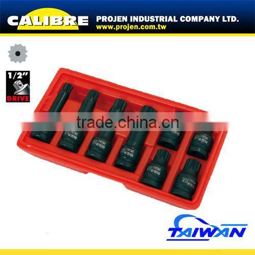 CALIBRE 1/2"DR. X 8PC Impact Spline Bit Socket Set