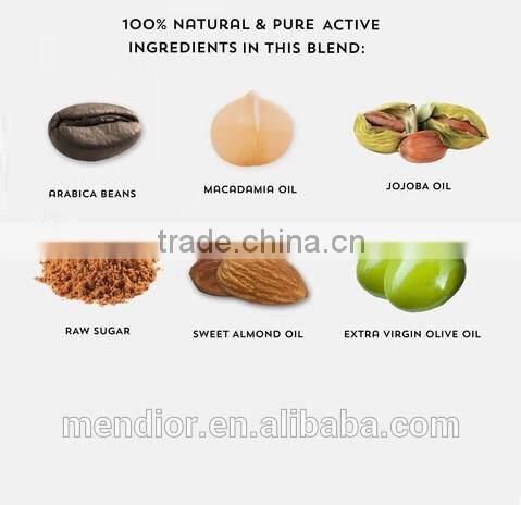 Mendior Organic coconut essence & deep sea salts and sugar body scrub,OEM custom brand,200g