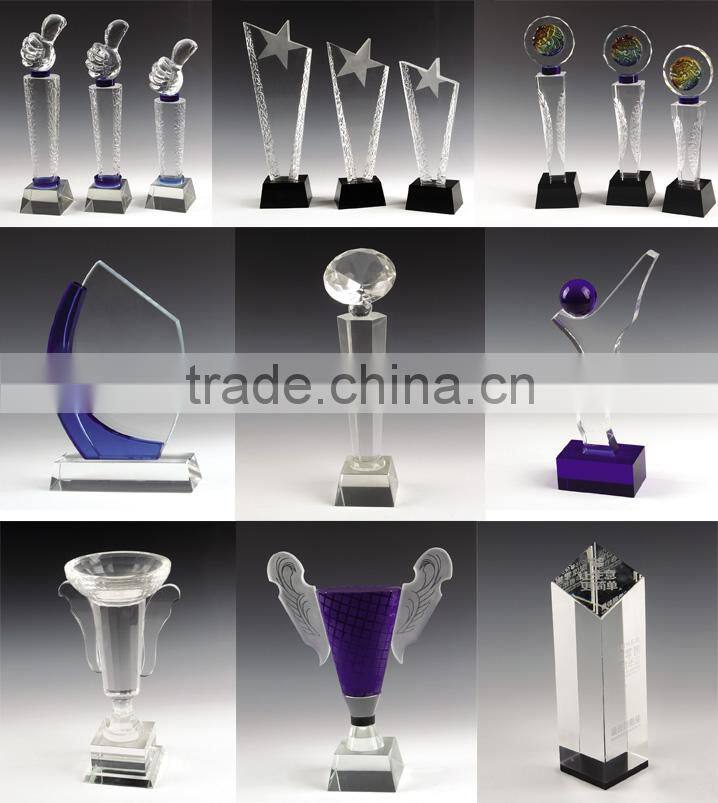 China Factory Custom logo Engraving K9 Crystal Award obelisk block trophy