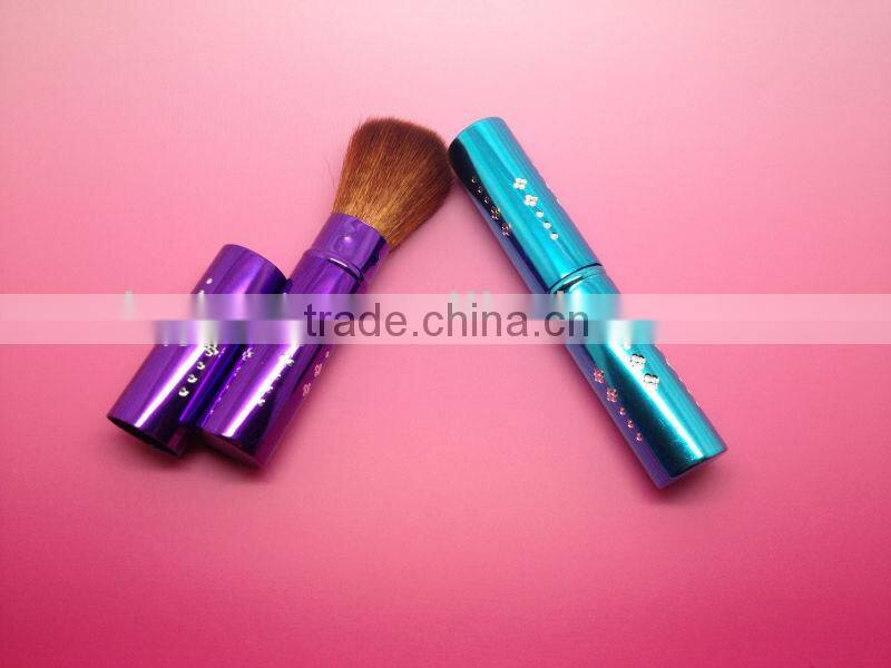 printed brush blue and purple retractable blush brush diamond makeup brushes