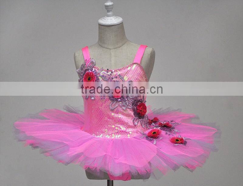 Childrens' ballet leotard with tutu for performance,girls pink ballet dress,girls pink performance wear