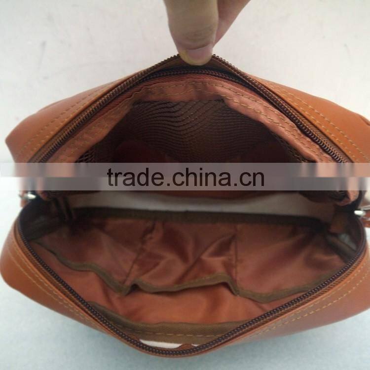 Hot sale cosmetic bag unisex brown make-up bag travel cosmetic bag with handle